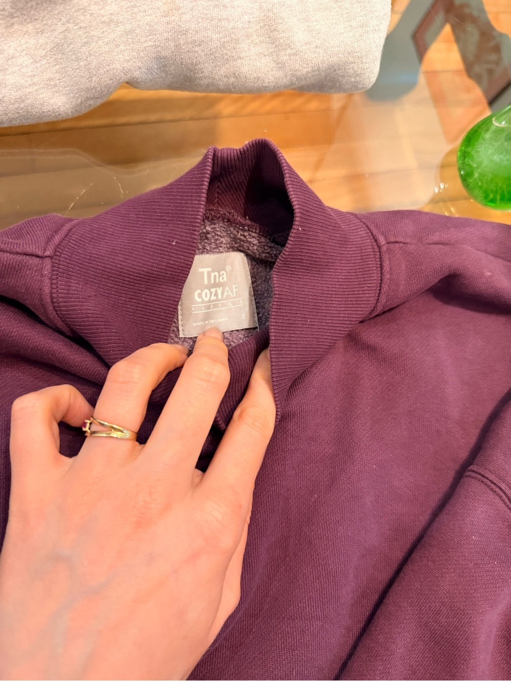 TNA CozyAF Plum mock neck sweater
